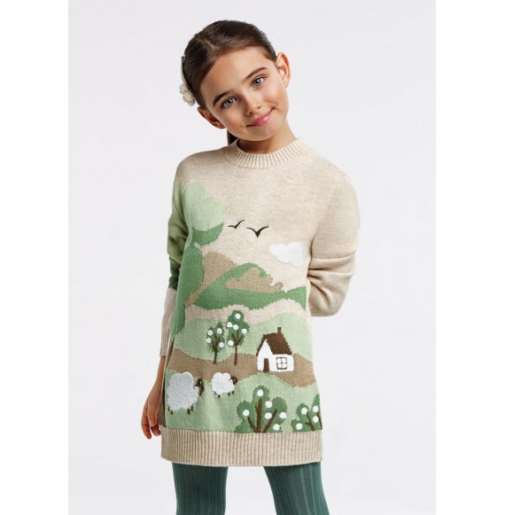 Vestido tricot con intarsia  niña MAYORAL 4965